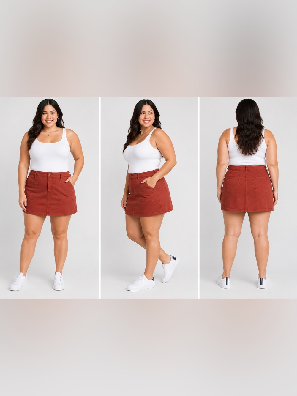 NWT Tribal Jeans Audrey Pull On Denim Skort Built In Shorts Cognac 20W Stretch
